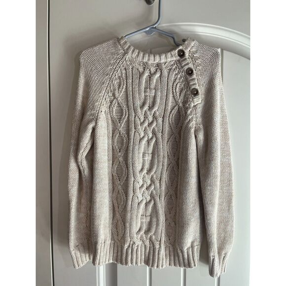 Old Navy Other - Old Navy Boys 5T Cream Cable Knit Sweater Button Shoulder
